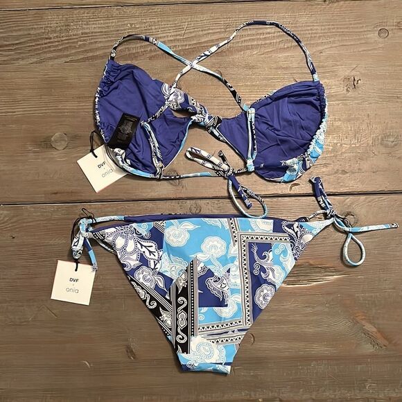 NWT Onia X DVF Kate String Bikini Bottoms Alaskan Blue - L - Picture 5 of 9